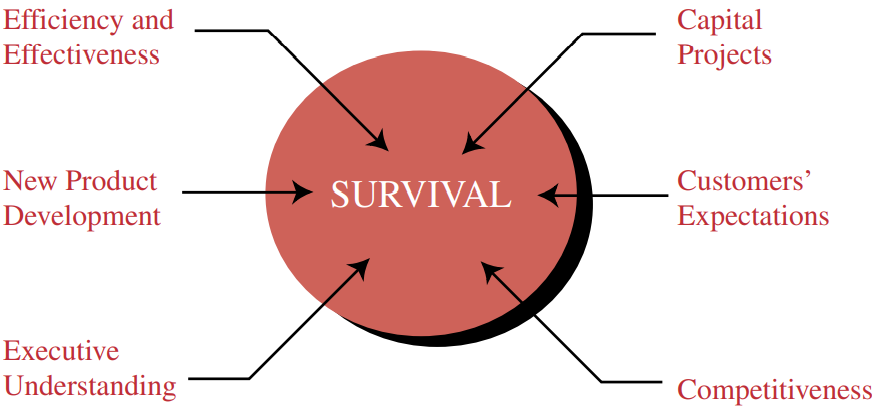 FIGURE 2–4. The components of survival. Source: Reprinted from H. Kerzner, In Search of
Excellence in Project Management. New York: Wiley, 1998, p. 51.